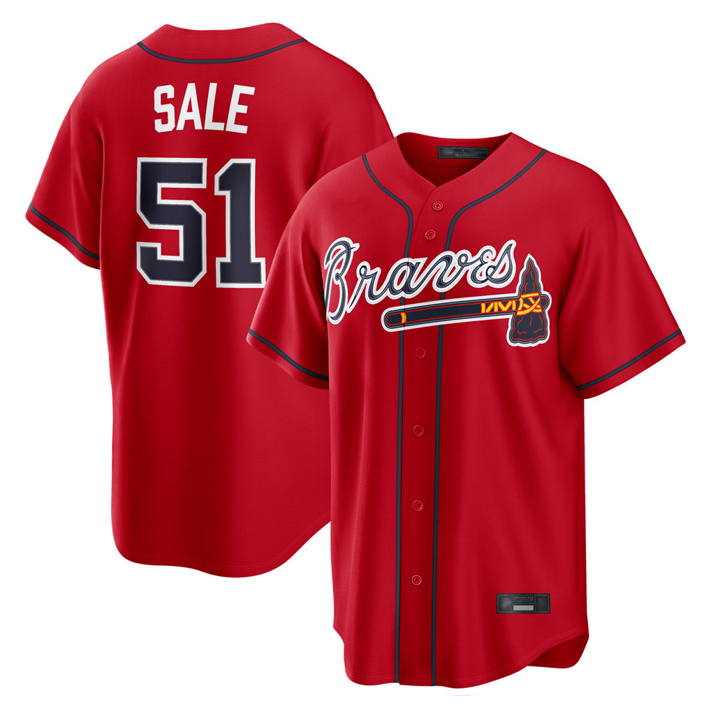 Atlanta Braves #51 Chris Sale Player Red MIKSHPS Home Game Stitched Jerseys