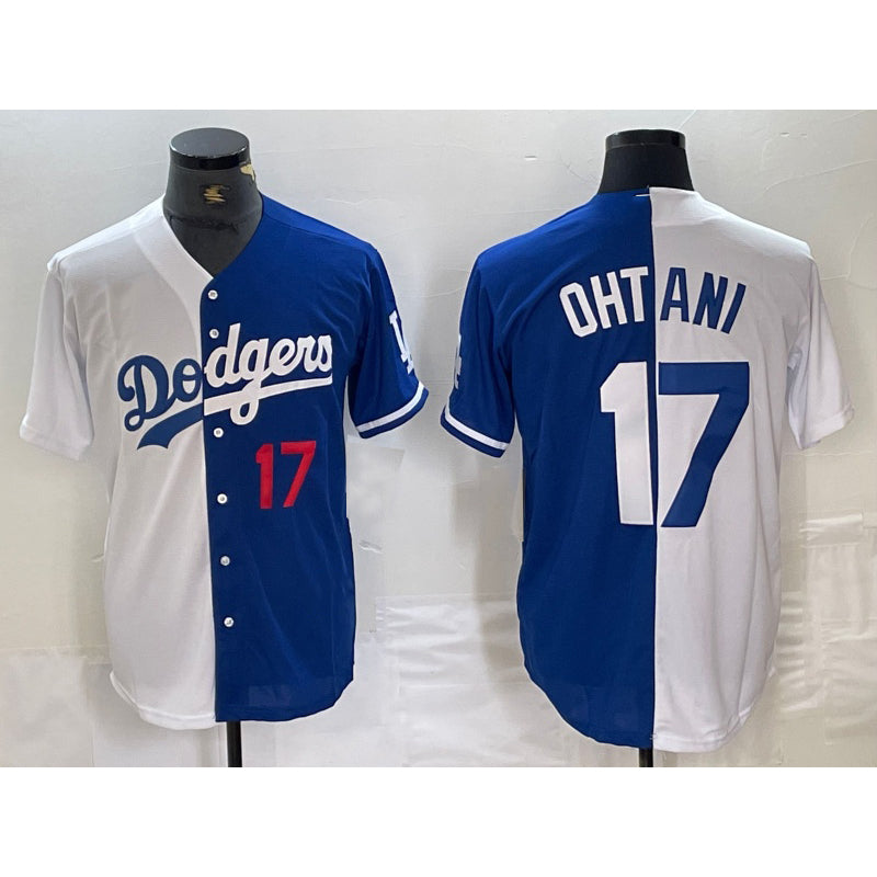 Los Angeles Dodgers #17 Shohei Ohtani Number White Blue MIKSHPS Two Tone Stitched Jersey 2