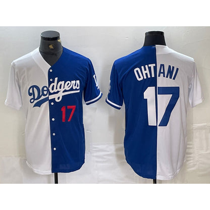 Los Angeles Dodgers #17 Shohei Ohtani Number White Blue MIKSHPS Two Tone Stitched Jersey 2