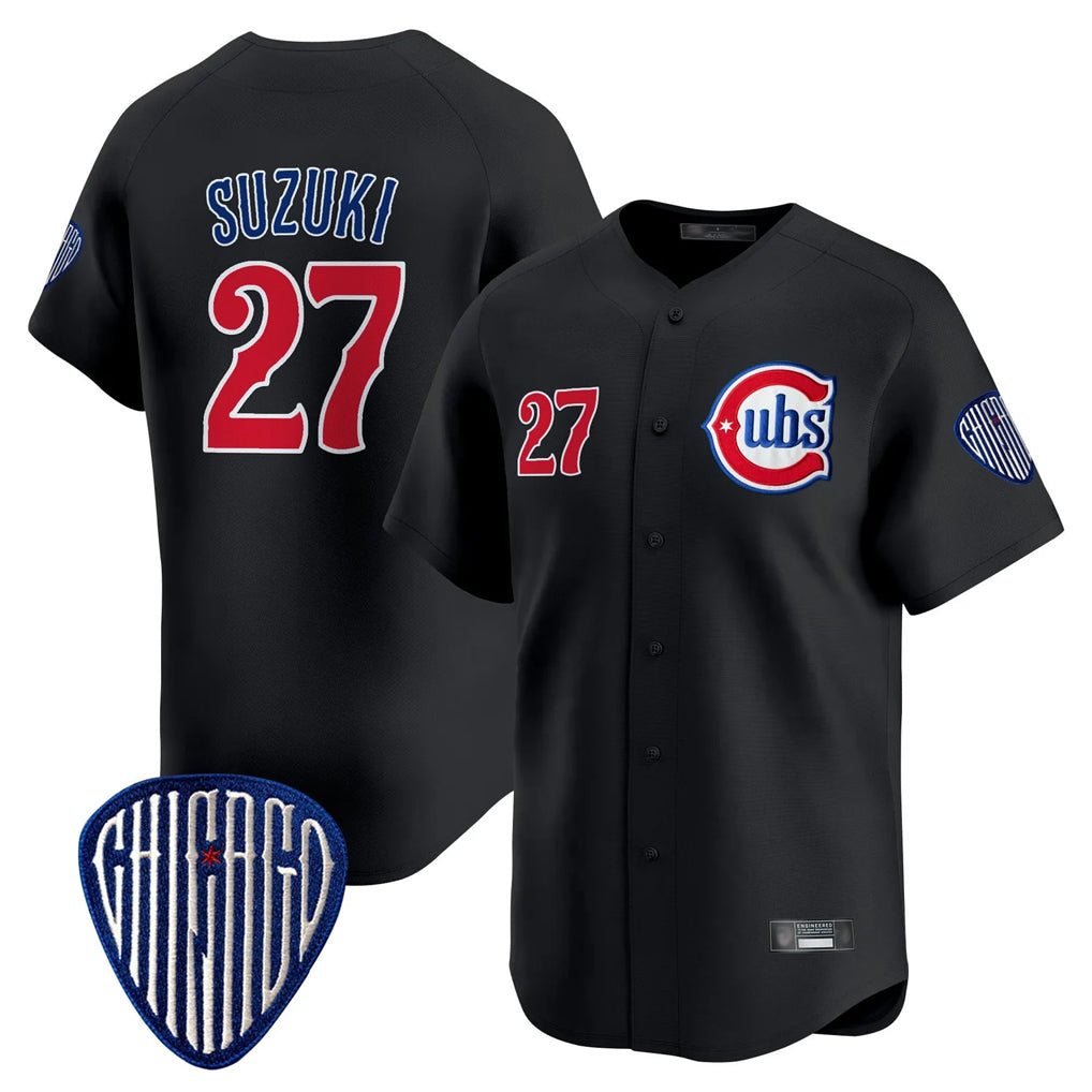Chicago Cubs #27 Seiya Suzuki Player Black MIKSHPS Vapor Premier Limited Home Stitched Jerseys