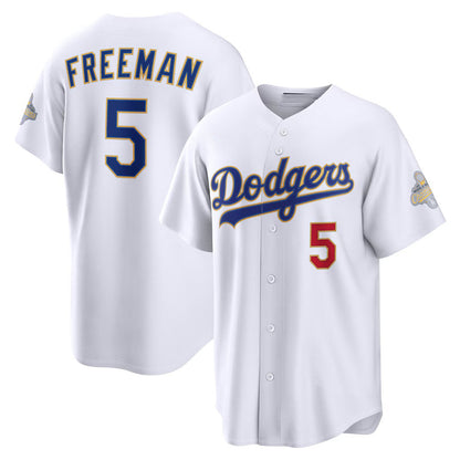 Los Angeles Dodgers #5 Freddie Freeman White MIKSHPS 2026 Gold Collection Stadium Jersey