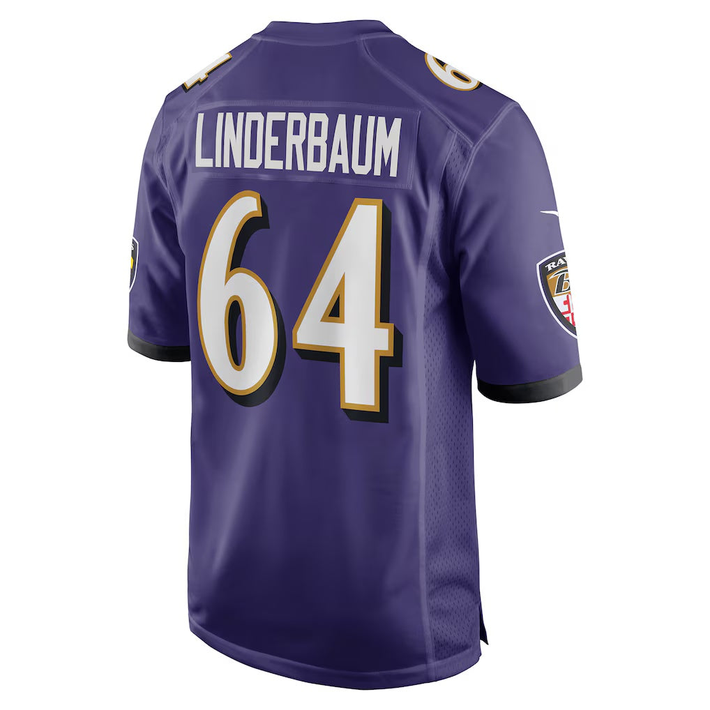 B.Ravens #64 Tyler Linderbaum Purple MIKSHPS Player Game Jersey