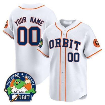 Custom Houston Astros Orbit Patch Vapor Premier Limited Jersey ¨C White MIKSHPS