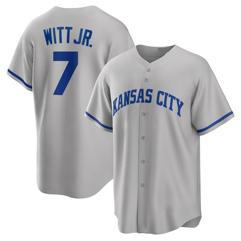 Kansas City Royals #7 Bobby Witt Jr. Gray MIKSHPS Road Replica Jersey
