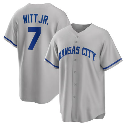 Kansas City Royals #7 Bobby Witt Jr. Gray MIKSHPS Road Replica Jersey