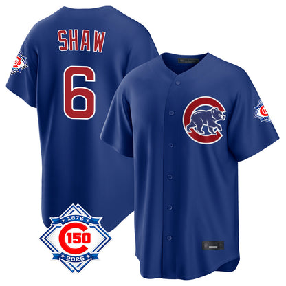 Chicago Cubs #6 Matt Shaw Player Royal MIKSHPS 150th Anniversary Home Game Stitched Jerseys