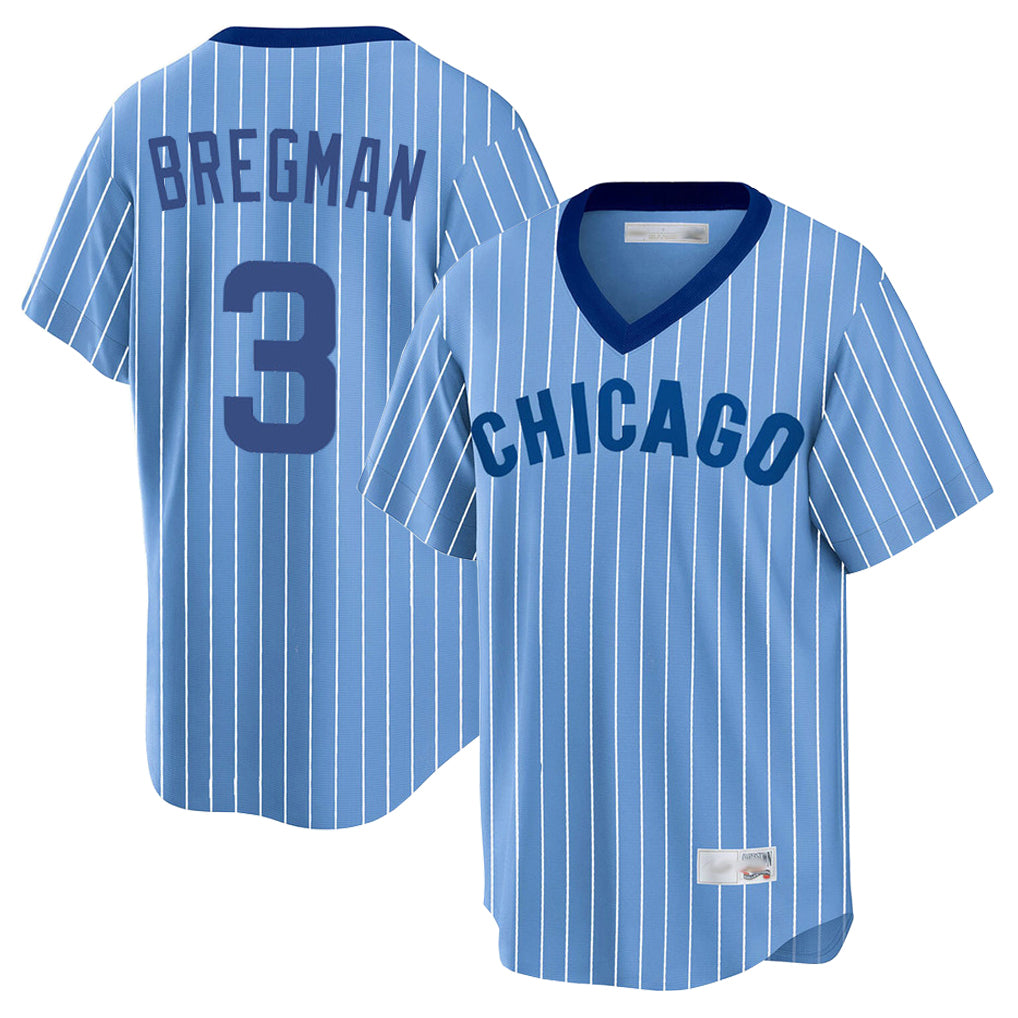Chicago Cubs #3 Alex Bregman Player Blue MIKSHPS T-shirt Cooperstown Collection Limited Stitched Jerseys