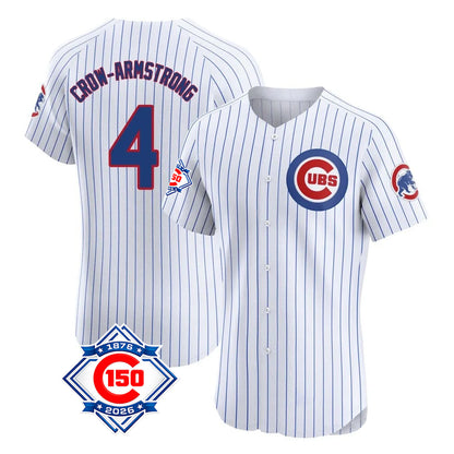 Chicago Cubs #4 Pete Crow-Armstrong Player White MIKSHPS 150th Anniversary Limited Elite Home Game Stitched Jerseys