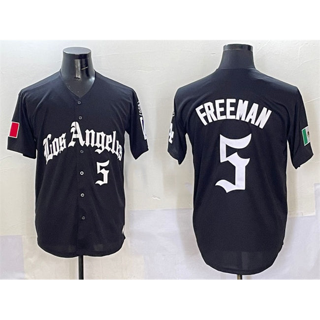 Los Angeles Dodgers #5 Freddie Freeman Black MIKSHPS Mexico 2025 LA Gothic Style With Fernando Patch Vapor Premier Limited Stitched Jersey