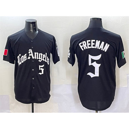 Los Angeles Dodgers #5 Freddie Freeman Black MIKSHPS Mexico 2025 LA Gothic Style With Fernando Patch Vapor Premier Limited Stitched Jersey