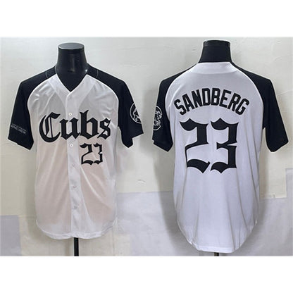 Chicago Cubs #23 Ryne Sandberg White Black MIKSHPS 'Gothic North Side Edition' Vapor Premier Limited Stitched Jersey