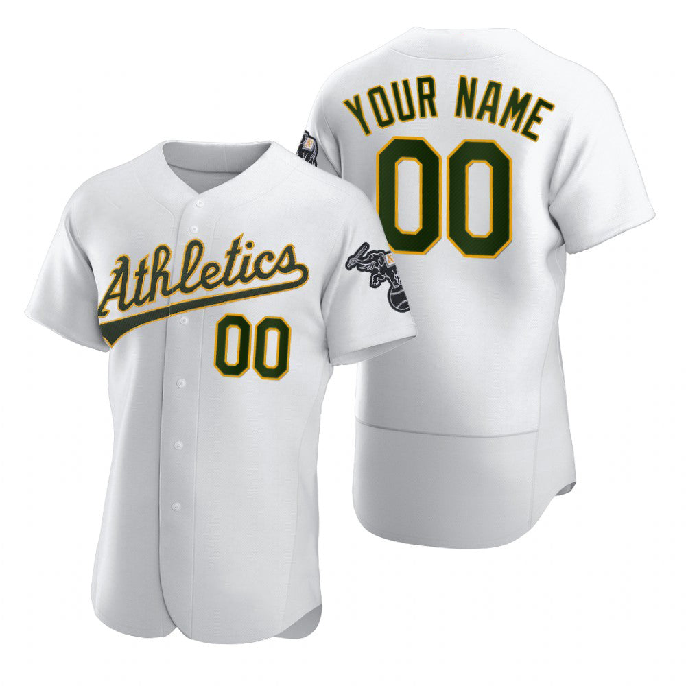 Custom Oakland Athletics White MIKSHPS 2020 Stitched Flex Base Jersey
