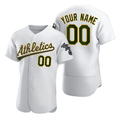 Custom Oakland Athletics White MIKSHPS 2020 Stitched Flex Base Jersey