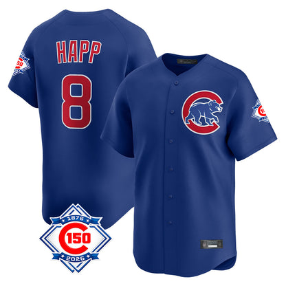 Chicago Cubs #8 Ian Happ Player Royal MIKSHPS 150th Anniversary Limited Home Stitched Jerseys