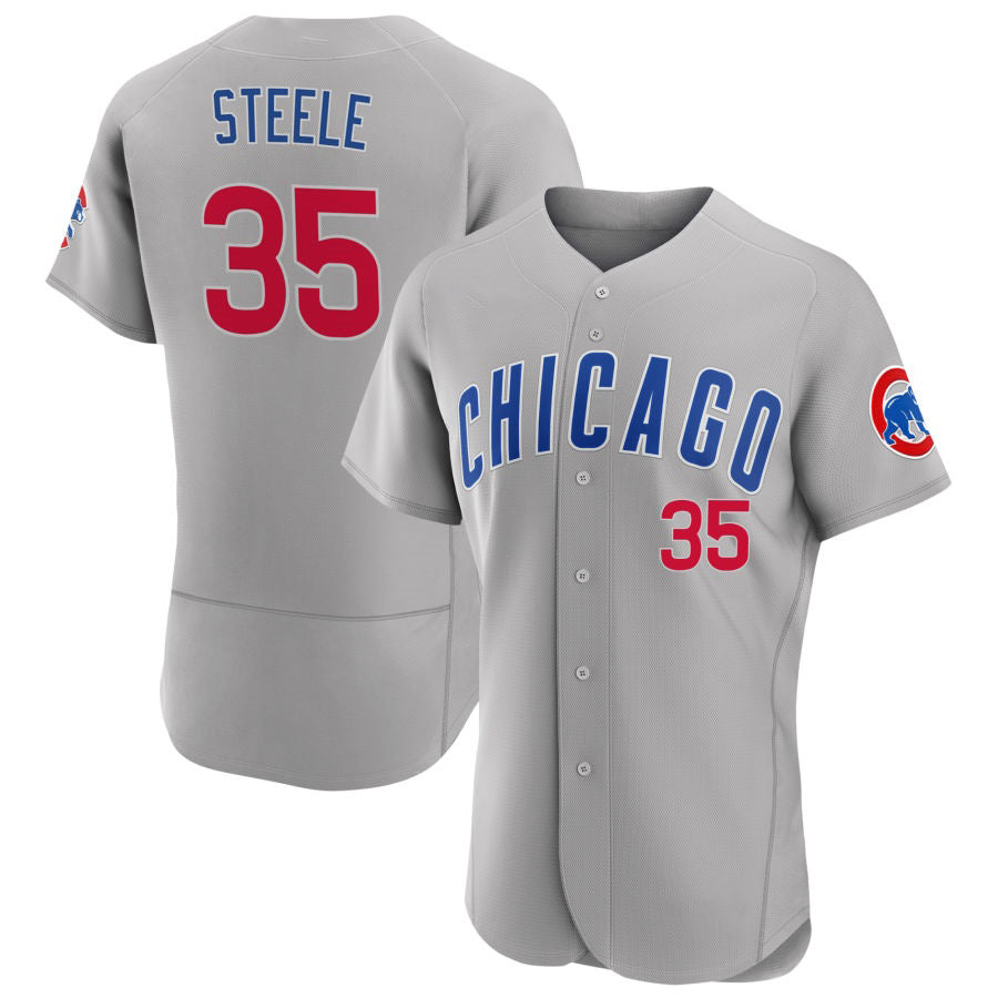 Chicago Cubs #35 Justin Steele Gray MIKSHPS Road Flex Base Player Jersey