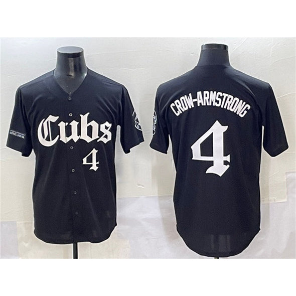 Chicago Cubs #4 Pete Crow-Armstrong Black MIKSHPS 'Gothic North Side Edition' Vapor Premier Limited Stitched Jersey