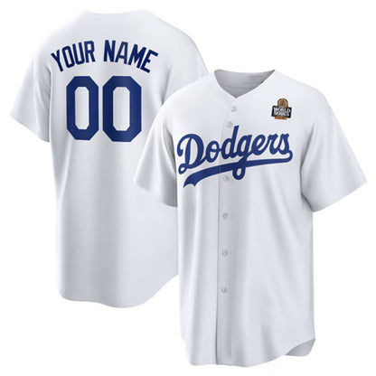Custom Los Angeles Dodgers Active Player White MIKSHPS 2024 World Series Cool Base Stitched Jersey