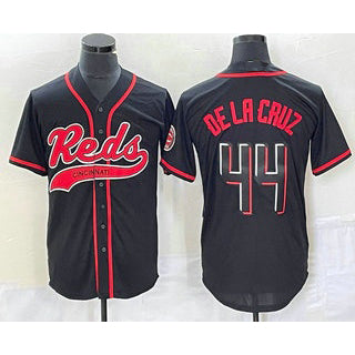 Cincinnati Reds #44 Elly De La Cruz Black MIKSHPS With Patch Cool Base Stitched Jersey