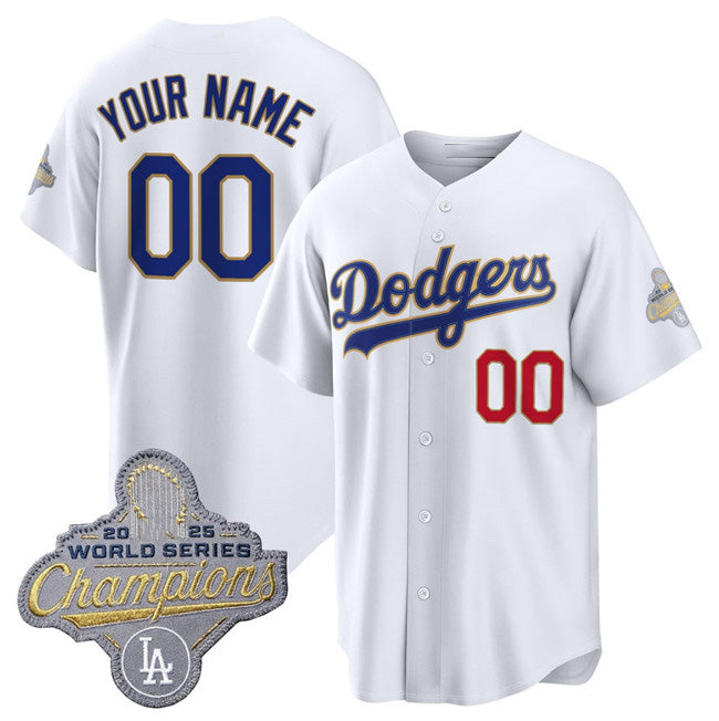 Custom Los Angeles Dodgers ACTIVE PLAYER White MIKSHPS 2026 Gold Collection Stadium Stitched Jersey