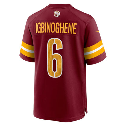 W.Commanders #6 Noah Igbinoghene Burgundy MIKSHPS Team Game Jersey