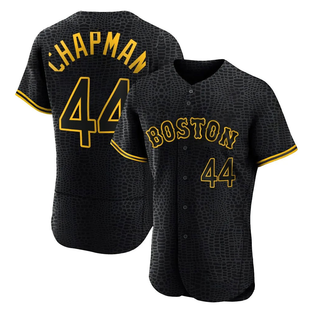 Boston Red Sox #44 Aroldis Chapman Player Black MIKSHPS Snake Skin City Limited Elite Home Stitched Jerseys