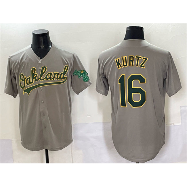 Oakland Athletics #16 Nick Kurtz Grey MIKSHPS Cool Base Stitched Baseball Jersey