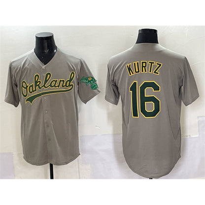 Oakland Athletics #16 Nick Kurtz Grey MIKSHPS Cool Base Stitched Baseball Jersey