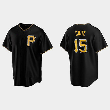 Pittsburgh Pirates #15 Oneil Cruz Black MIKSHPS Alternate Team Logo Coolbase Jersey