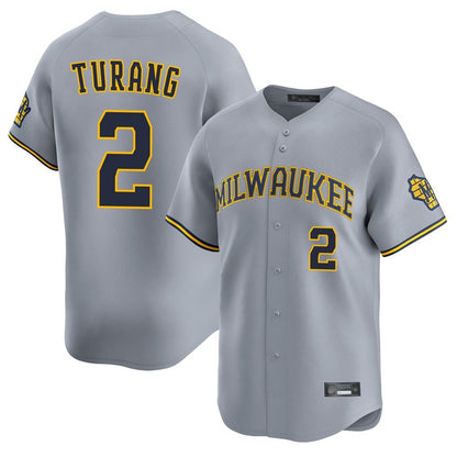 Milwaukee Brewers #2 Brice Turang Player Gray MIKSHPS Home Limited Stitched Jerseys