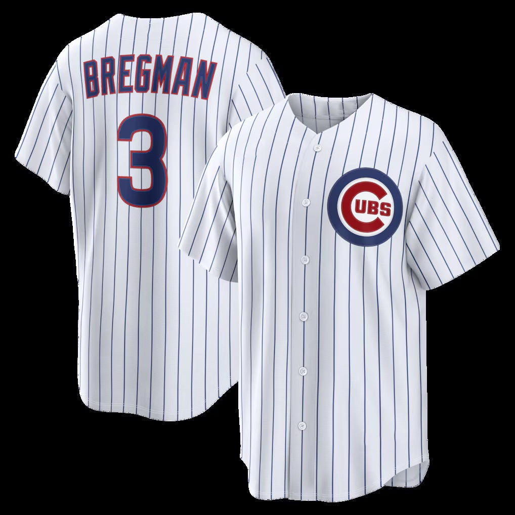 Chicago Cubs #3 Alex Bregman White MIKSHPS Home Replica Jersey