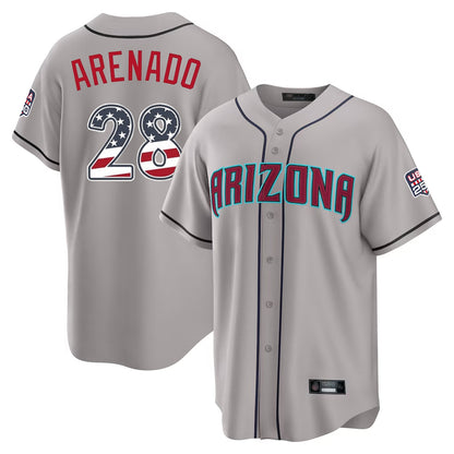 Arizona Diamondbacks #28 Nolan Arenado Player Gray MIKSHPS USA 250 Fourth of July Home Game Stitched Jerseys