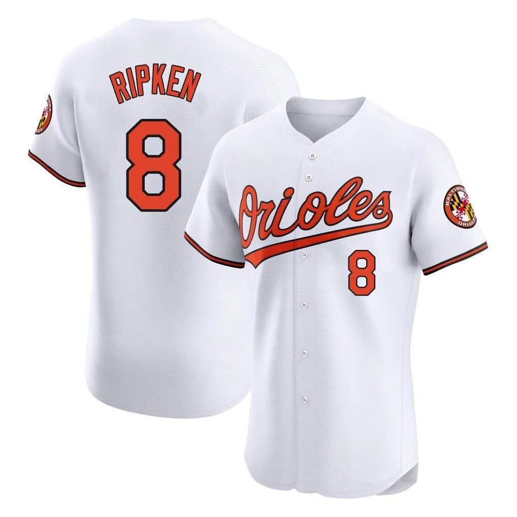 Baltimore Orioles #8 Cal Ripken Player White MIKSHPS Limited Elite Home Game Stitched Jerseys