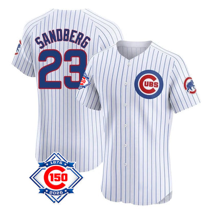 Chicago Cubs #23 Ryne Sandberg Player White MIKSHPS 150th Anniversary Limited Elite Home Game Stitched Jerseys