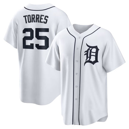 Detroit Tigers #25 Gleyber Torres White MIKSHPS Home Replica Jersey