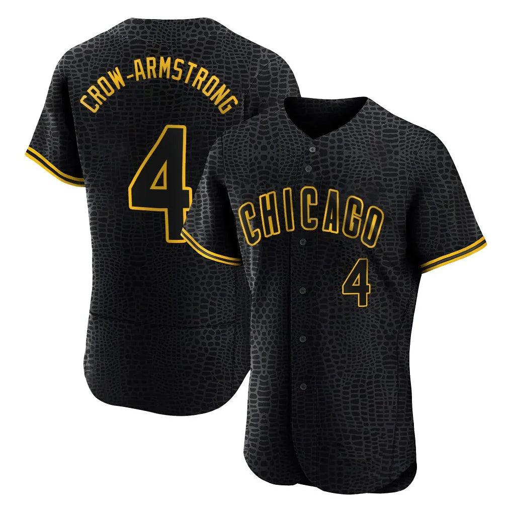 Chicago Cubs #4 Pete Crow-Armstrong Player Black MIKSHPS Snake Skin City Limited Elite Home Game Stitched Jerseys