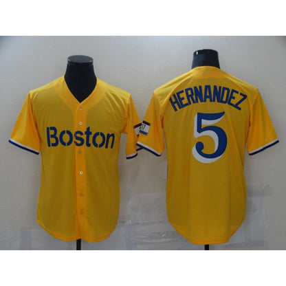 Boston Red Sox #5 Hernandez Yellow MIKSHPS City Edition Game 2021 Jerseys