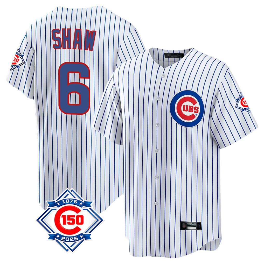 Chicago Cubs #6 Matt Shaw Player White MIKSHPS 150th Anniversary Home Game Stitched Jerseys