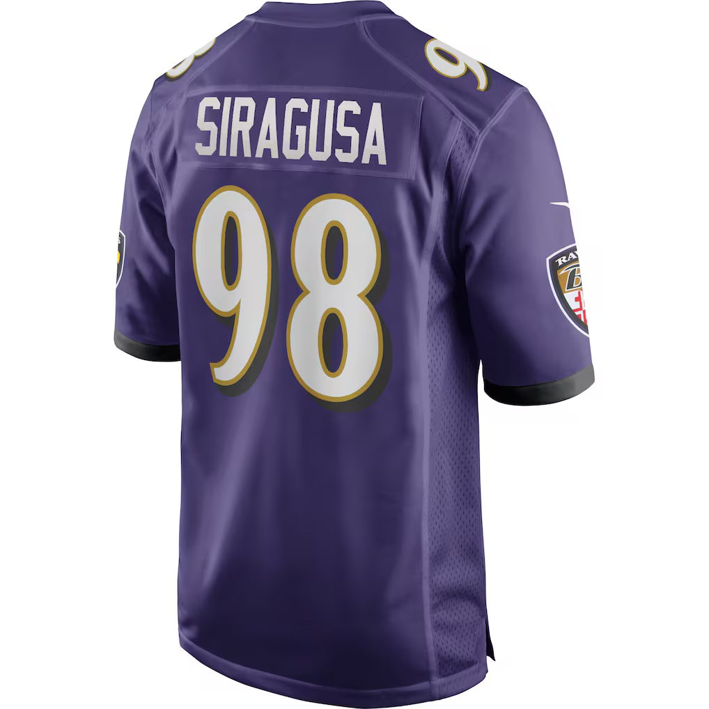 B.Ravens #98 Tony Siragusa Purple MIKSHPS Game Retired Player Jersey