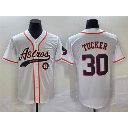 Houston Astros #30 Kyle Tucker White MIKSHPS With Patch Cool Base Stitched Jersey