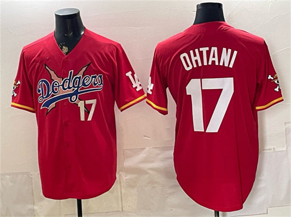 Los Angeles Dodgers x One Piece #17 Shohei Ohtani Red MIKSHPS Vapor Premier Limited Stitched Jersey