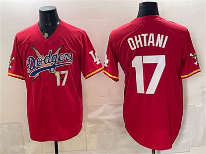 Los Angeles Dodgers x One Piece #17 Shohei Ohtani Red MIKSHPS Vapor Premier Limited Stitched Jersey