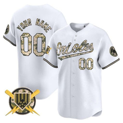 Custom Baltimore Orioles Armed Forces Day Vapor Premier Limited Jersey ¨C White MIKSHPS