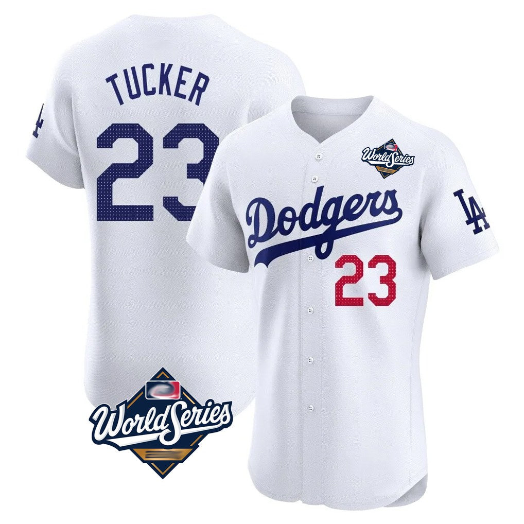 Los Angeles Dodgers #23 Kyle Tucker Player White MIKSHPS World Series Limited Elite Home Stitched Jerseys