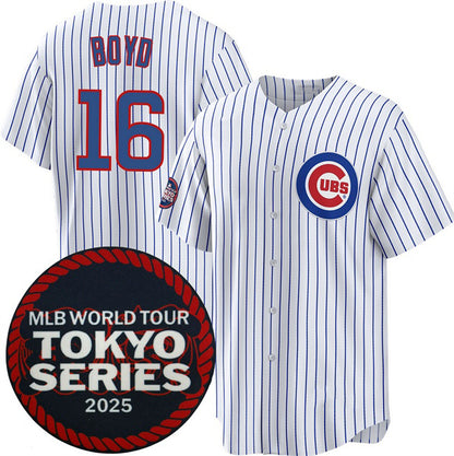 Chicago Cubs #16 Matthew Boyd White MIKSHPS 2025 World Tour Tokyo Series Home Stitched Jersey