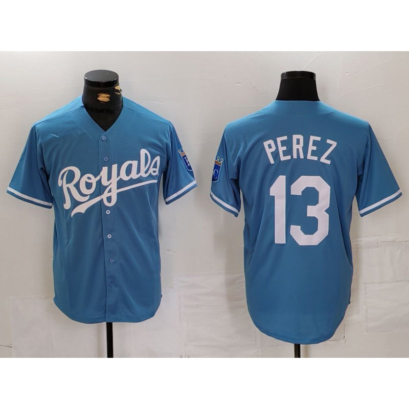 Kansas City Royals #13 Salvador Perez Light Blue MIKSHPS Cool Base Stitched Jersey