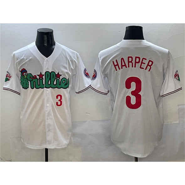 Philadelphia Phillies #3 Bryce Harper White MIKSHPS Phanatic Limited Stitched Jersey