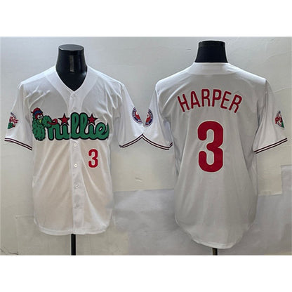 Philadelphia Phillies #3 Bryce Harper White MIKSHPS Phanatic Limited Stitched Jersey