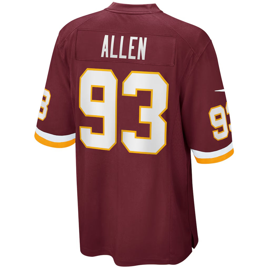 W.Football Team #93 Jonathan Allen Burgundy MIKSHPS Home Game Jersey