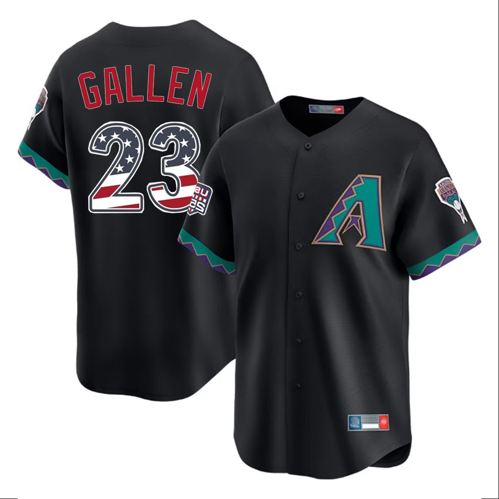 Arizona Diamondbacks #23 Zac Gallen Player Black MIKSHPS USA 250 Fourth of July Home Game Stitched Jerseys