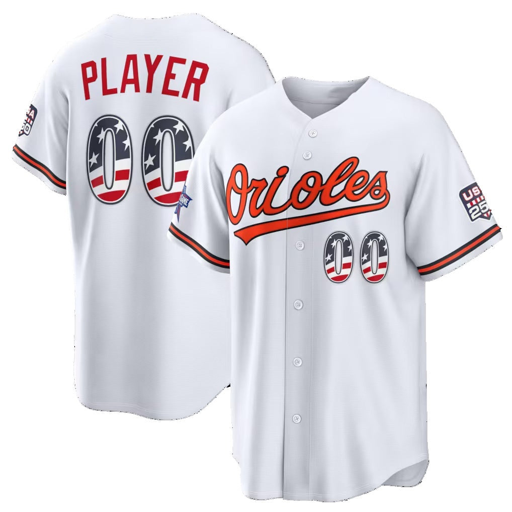 Custom Baltimore Orioles 2026 All-Star Edition Stars & Stripes White MIKSHPS Stadium Pick-A-Player Jersey